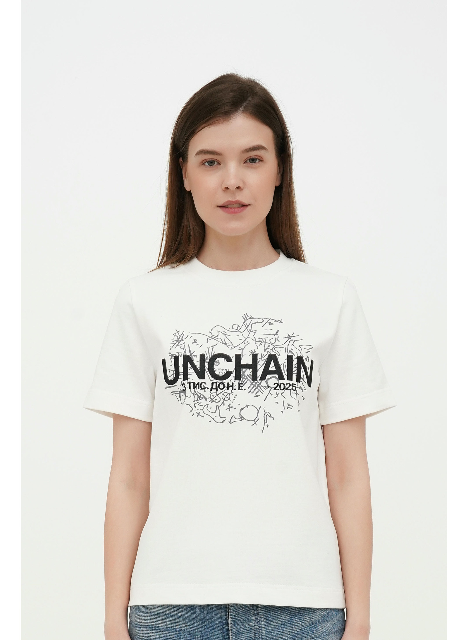Футболка жіноча молочна "UNCHAIN" 