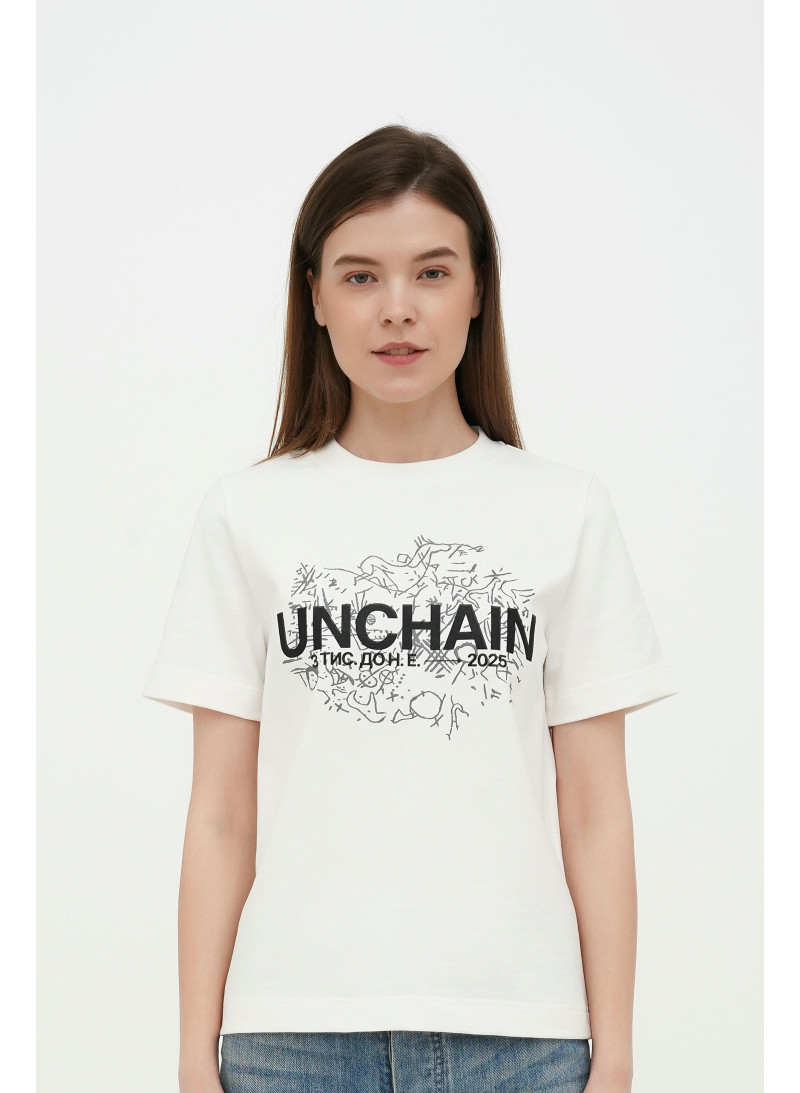 Футболка жіноча молочна "UNCHAIN" 