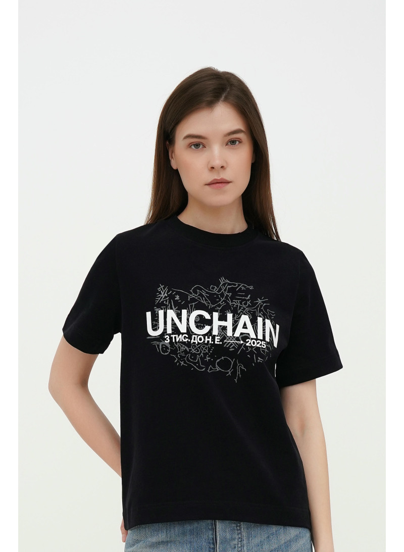 Футболка жіноча чорна "UNCHAIN" 