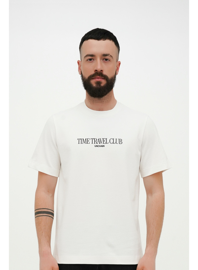 Футболка чоловіча молочна "Time Travel Club" 