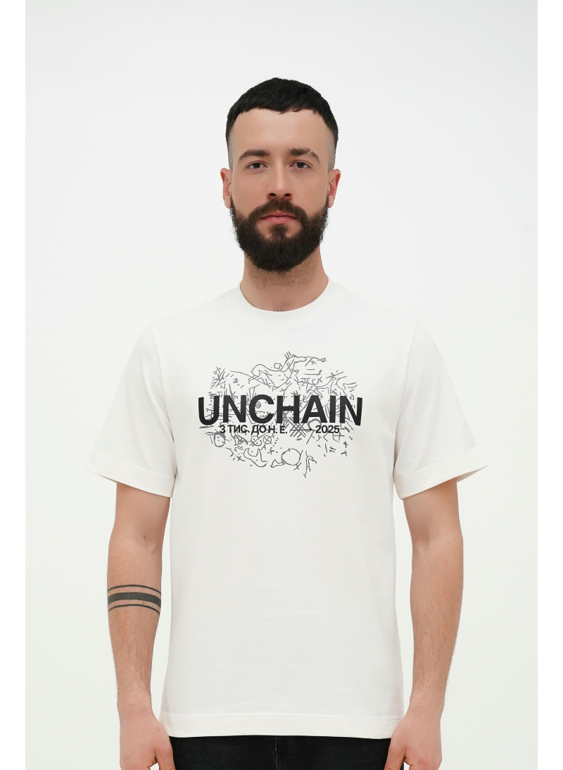 Футболка чоловіча молочна "UNCHAIN" 